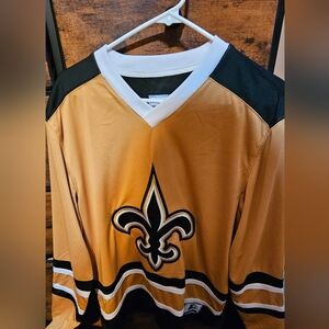 New Orleans Saints Starter Cross-Check V-Neck Long Sleeve T-Shirt - Gold